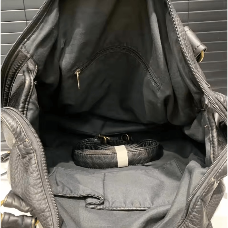 Y2K One Shoulder Crossbody Vintage Washed Soft Leather Motorcycle Bag Large Capacity 3