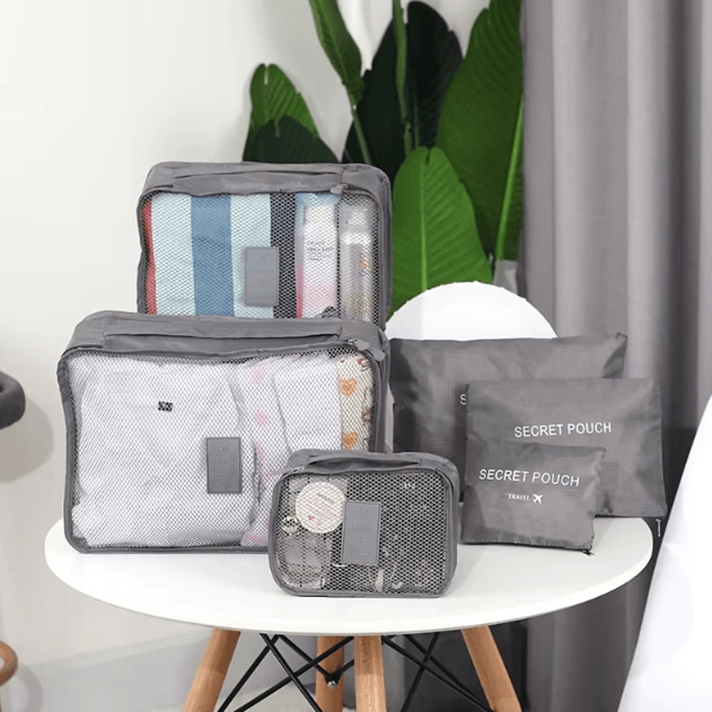 6Pc Travel Packing Cubes Set Luggage Organizer Bags With Shoe Pouch 0
