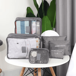 6pc travel packing cubes set luggage organizer bags with shoe pouch
