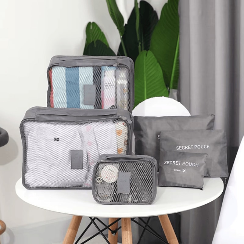 6Pc Travel Packing Cubes Set Luggage Organizer Bags With Shoe Pouch 0