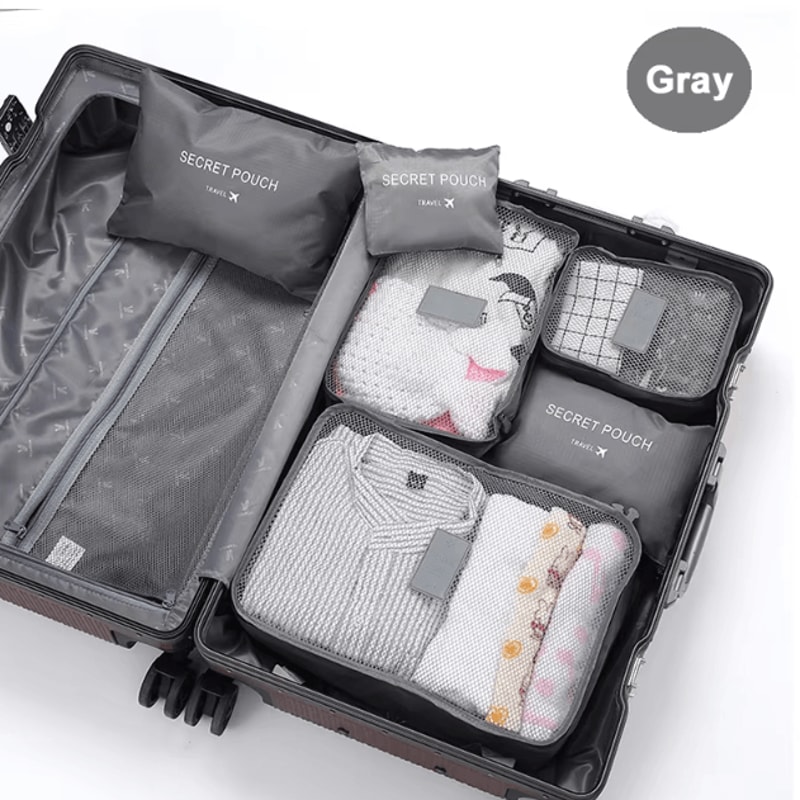 6Pc Travel Packing Cubes Set Luggage Organizer Bags With Shoe Pouch 3