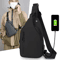 Mens USB Chest Bag Large Capacity Crossbody Lightweight Commuter And Travel Bag 0