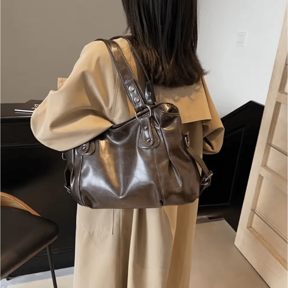 Retro Large Capacity Shoulder Bag For Women Classic Luxury PU Leather Tote And Crossbody 2