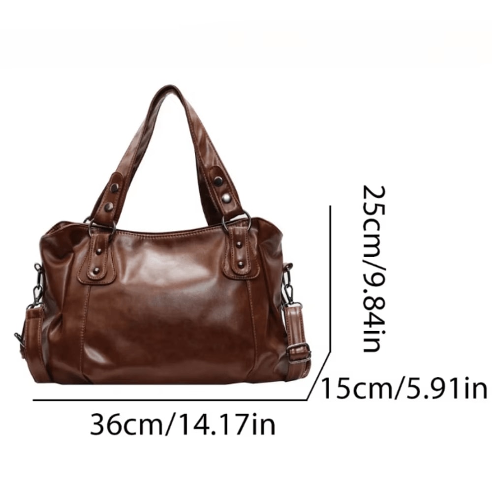 Retro Large Capacity Shoulder Bag For Women Classic Luxury PU Leather Tote And Crossbody 5
