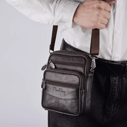 mens genuine leather crossbody bag high quality retro business messenger bag