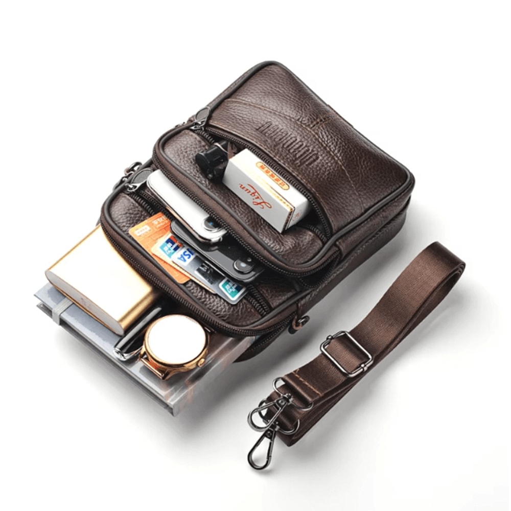 Mens Genuine Leather Crossbody Bag High Quality Retro Business Messenger Bag 3