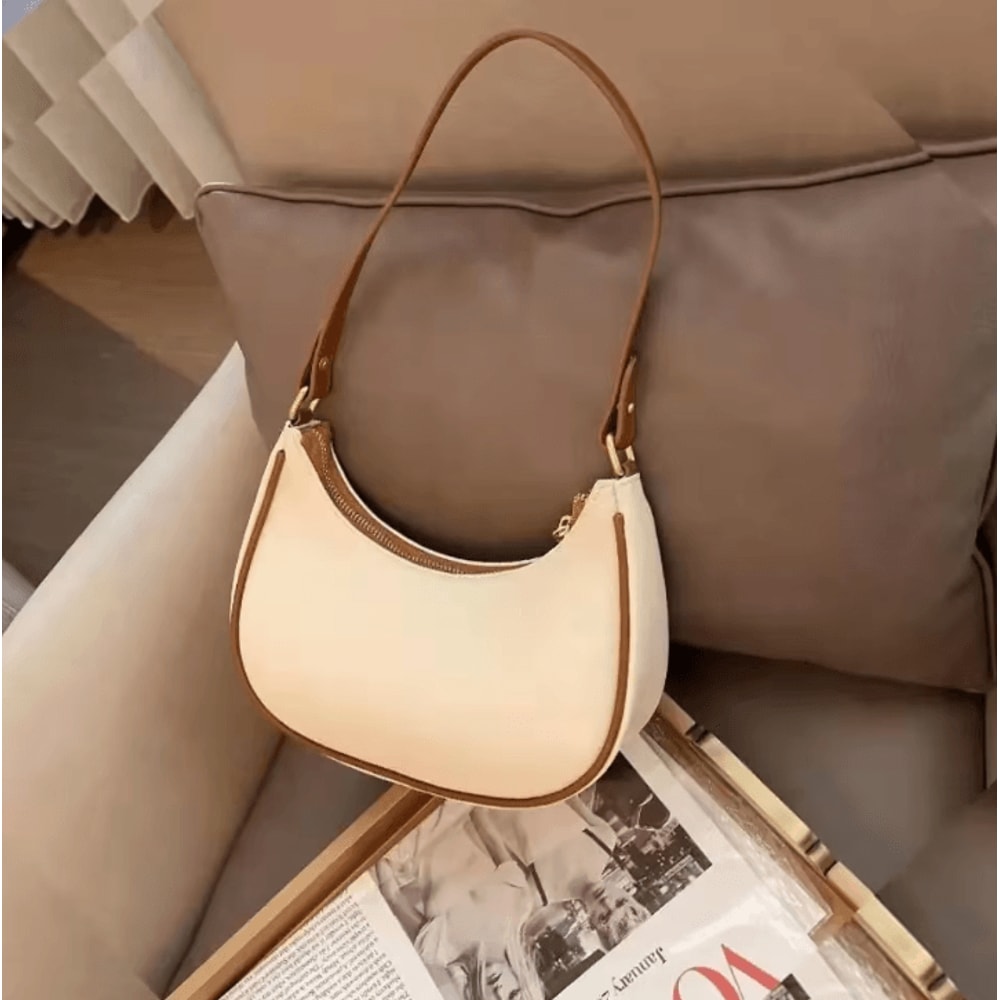 Fashionable Underarm Womens Shoulder Bag Soft PU Leather Trendy Square Handbag 0