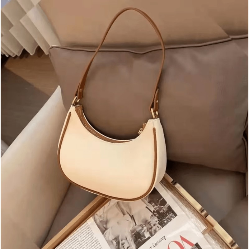Fashionable Underarm Womens Shoulder Bag Soft PU Leather Trendy Square Handbag 0