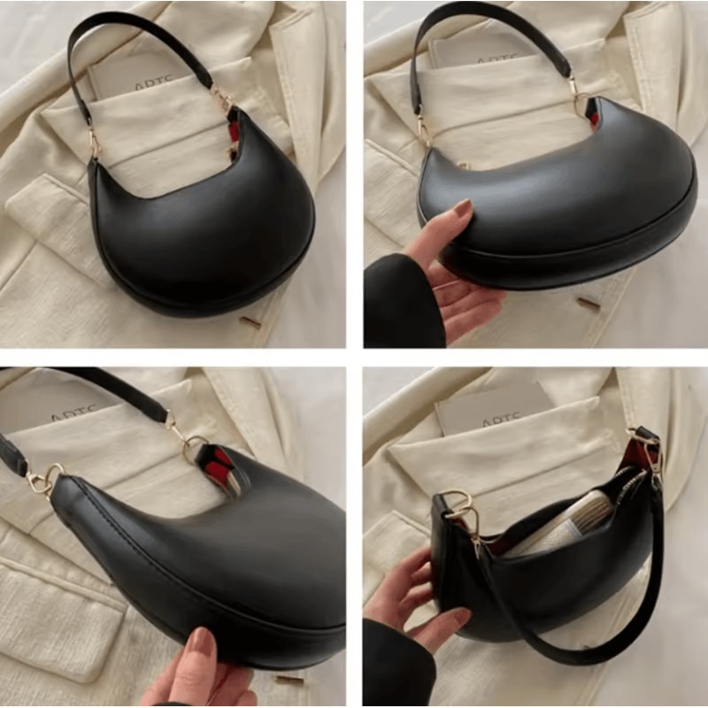 Womens Fashion Luxury Moon Shaped Shoulder Bag High End Single Shoulder Handbag 3