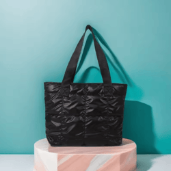 fashion ladies large capacity padded cotton tote bag quilted handbag for leisure travel