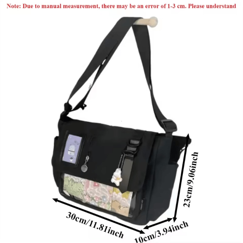 Y2K Japanese Harajuku Transparent Itabag Crossbody School Bag With DIY Badge Display 5
