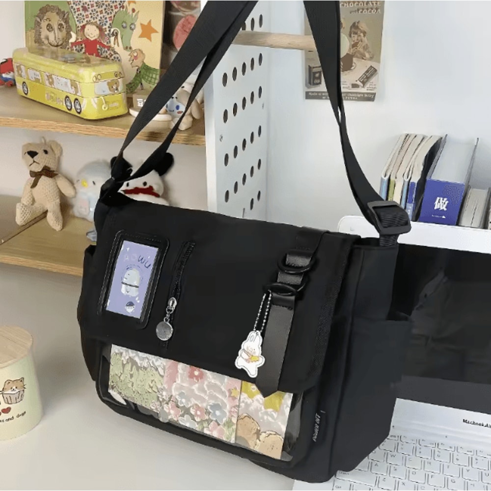 Y2K Japanese Harajuku Transparent Itabag Crossbody School Bag With DIY Badge Display 7