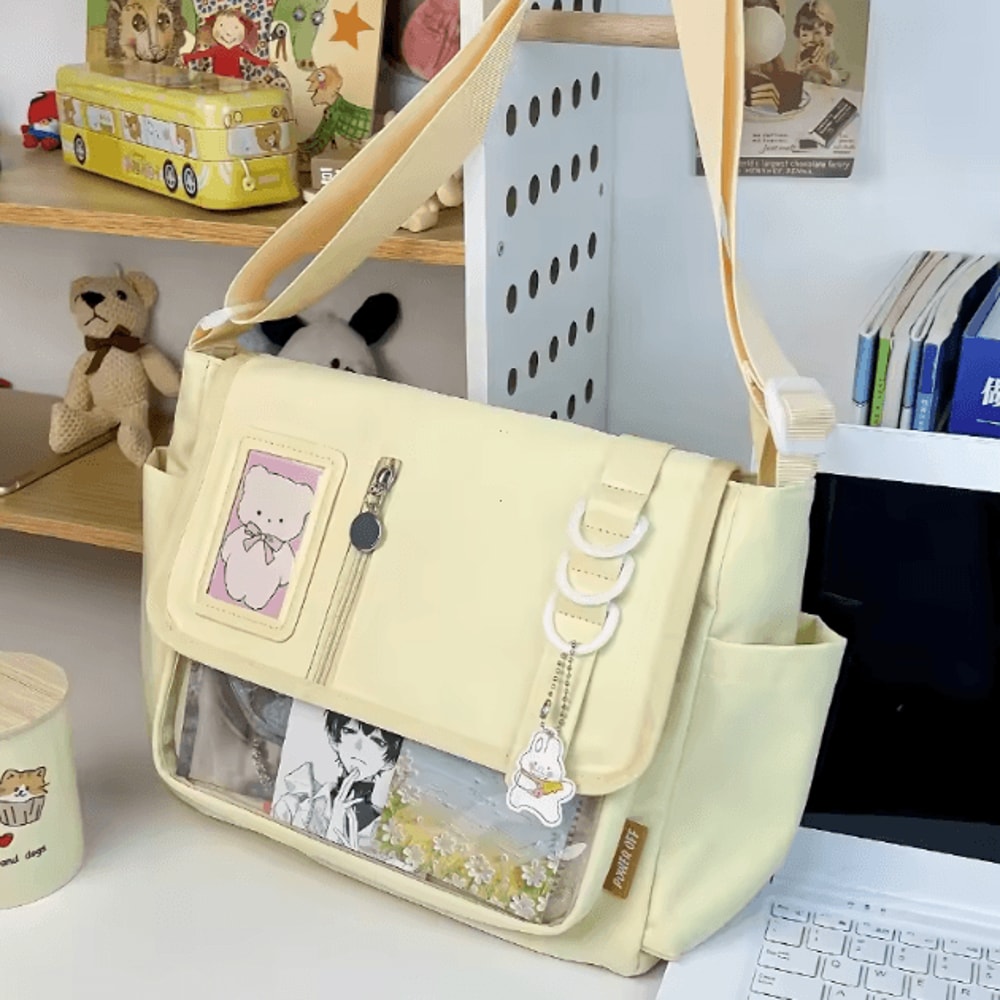 Y2K Japanese Harajuku Transparent Itabag Crossbody School Bag With DIY Badge Display 9