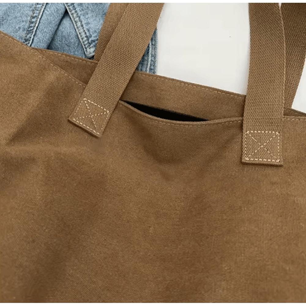 Womens Canvas Tote Bag Spacious Durable Shoulder Handbag With Zipper Closure 2