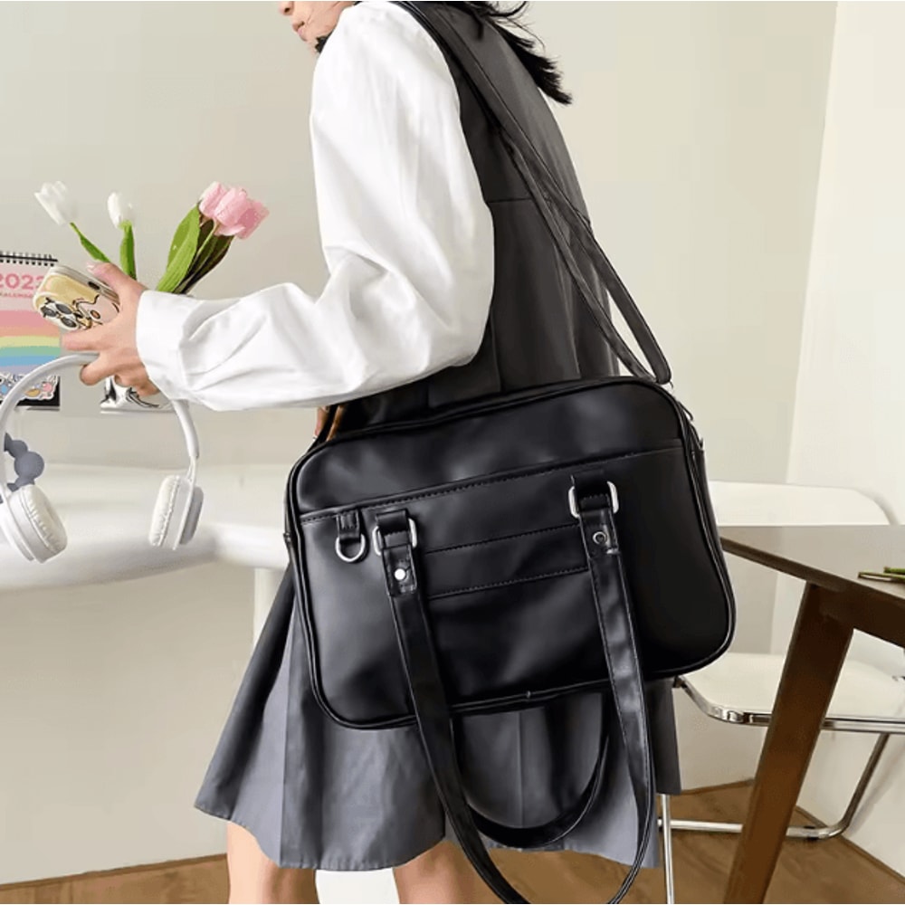 Japanese Style JK Shoulder Bag PU Leather Crossbody Everyday Casual Handbag 3
