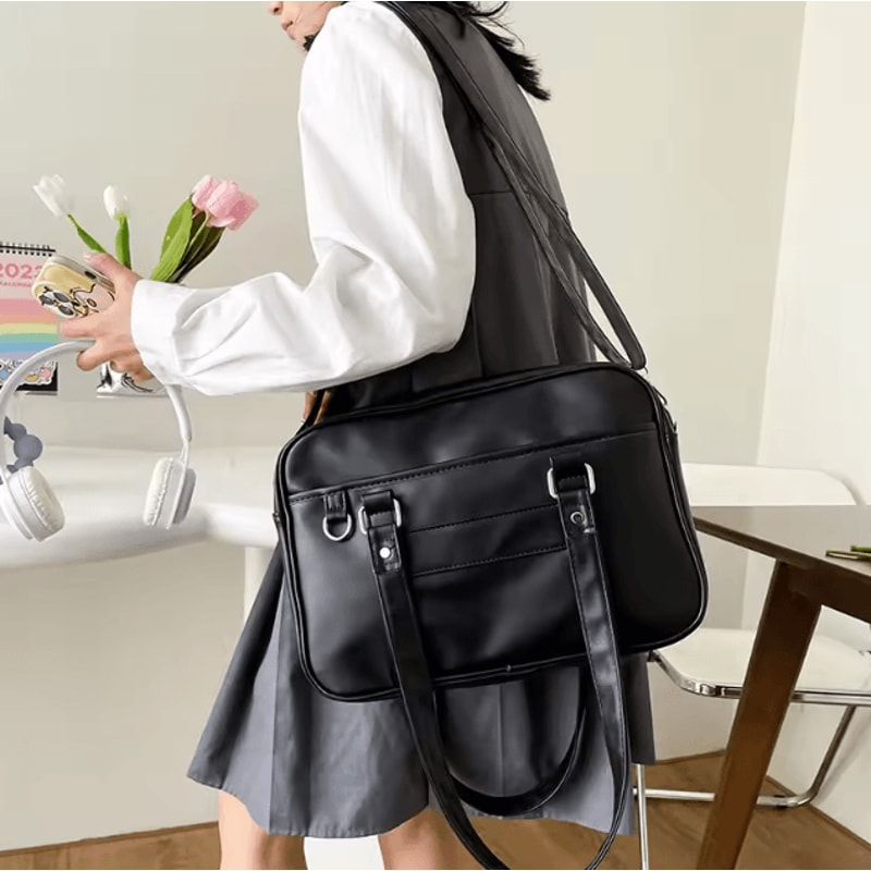 Japanese Style JK Shoulder Bag PU Leather Crossbody Everyday Casual Handbag 3
