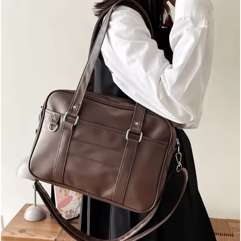 Japanese Style JK Shoulder Bag PU Leather Crossbody Everyday Casual Handbag 5