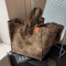 Vintage Leopard Print Handbag Large Capacity Canvas Tote Shoulder Bag For Women 4