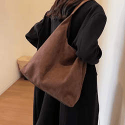 autumn and winter vintage suede shoulder bag large capacity casual commuter handbag for women