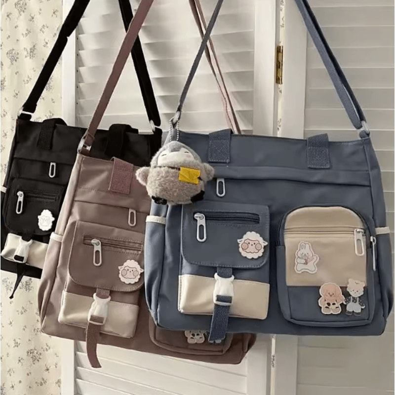 Waterproof Canvas Shoulder Bag Nylon Messenger Crossbody Tote For Women 134 X 106 X 39 Inches 1