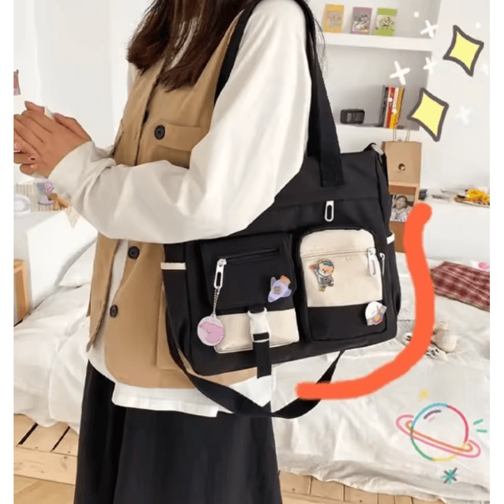 Waterproof Canvas Shoulder Bag Nylon Messenger Crossbody Tote For Women 134 X 106 X 39 Inches 5