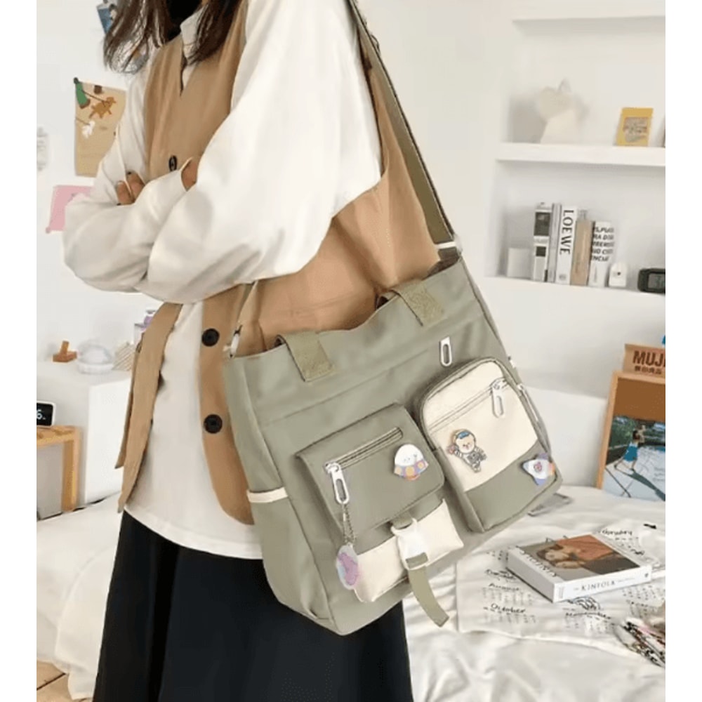 Waterproof Canvas Shoulder Bag Nylon Messenger Crossbody Tote For Women 134 X 106 X 39 Inches 9