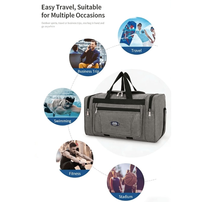 HOMEFISH Oxford Waterproof Travel Duffel Bag Large Capacity Weekend Luggage Bag 1