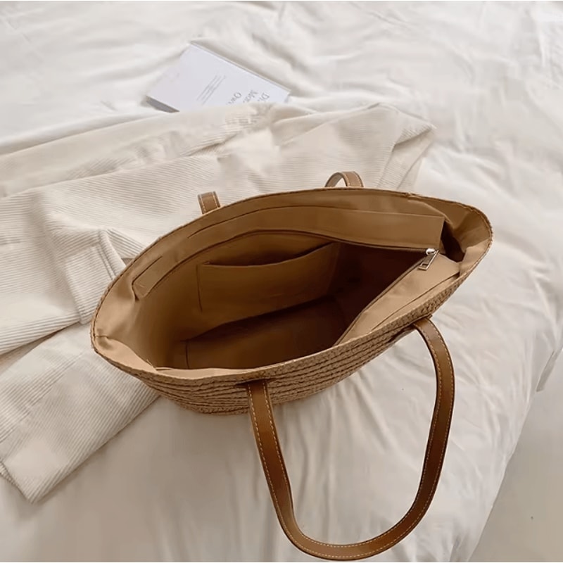 Womens Large Capacity Straw Woven Beach Bag Summer Shopper Handbag 5