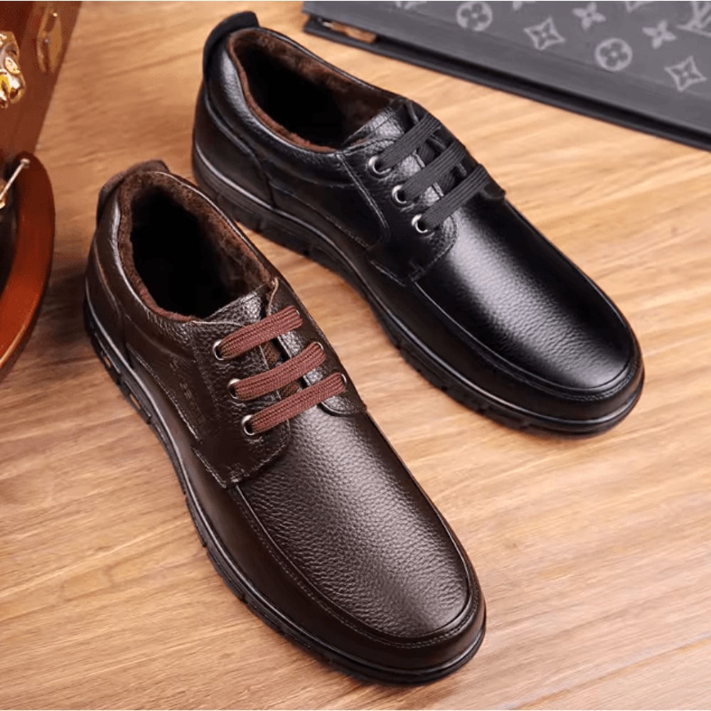 Mens Genuine Leather Casual Lace Up Shoes Lightweight Everyday Comfort Loafers 1