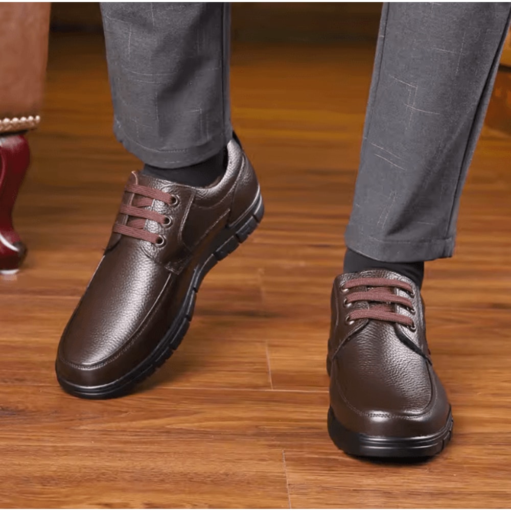 Mens Genuine Leather Casual Lace Up Shoes Lightweight Everyday Comfort Loafers 2