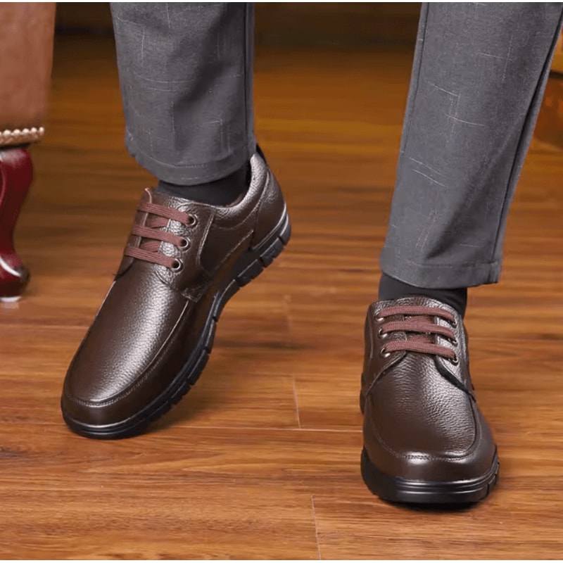 Mens Genuine Leather Casual Lace Up Shoes Lightweight Everyday Comfort Loafers 2