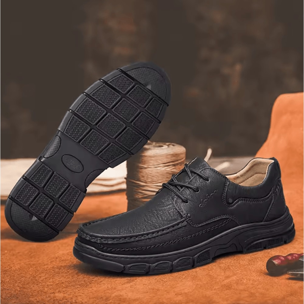 CLOHOO Mens Handmade Leather Casual Loafers Breathable Lightweight Outdoor Flats 4