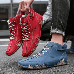 mens casual leather outdoor walking loafers comfortable lightweight sneakers shoes