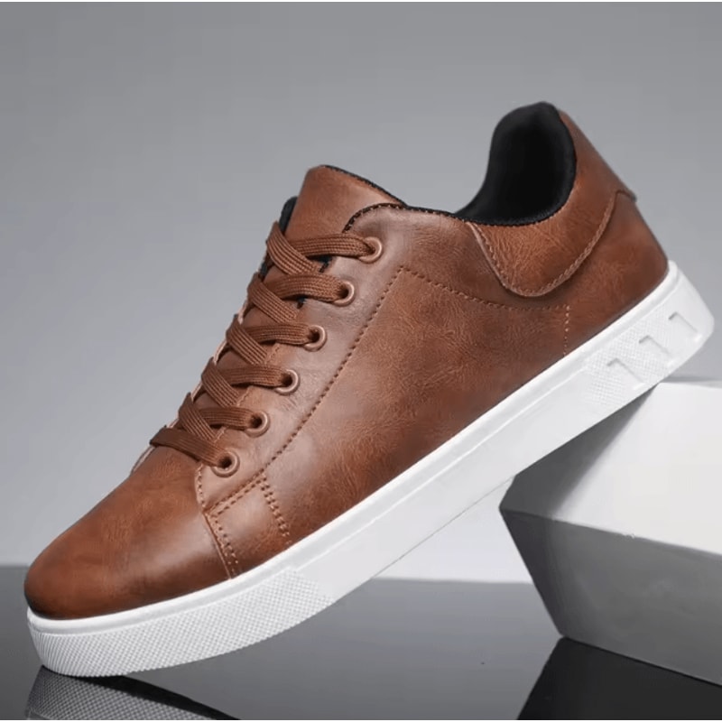 Mens Casual Leather Breathable Slip On Loafers Lightweight Sneakers British Style Classic Shoes 4