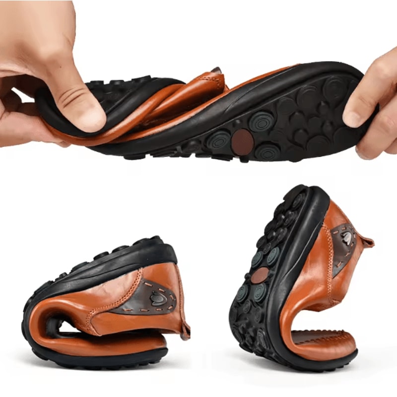 Mens Genuine Leather Casual Handmade Flat Platform Walking Outdoor Loafers Breathable Sneakers 1