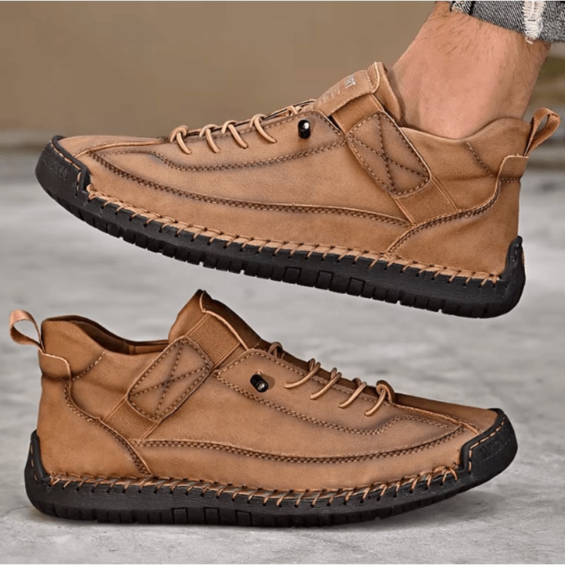 Mens Genuine Leather Handmade Casual Slip On Loafers Breathable Flats Plus Size 1