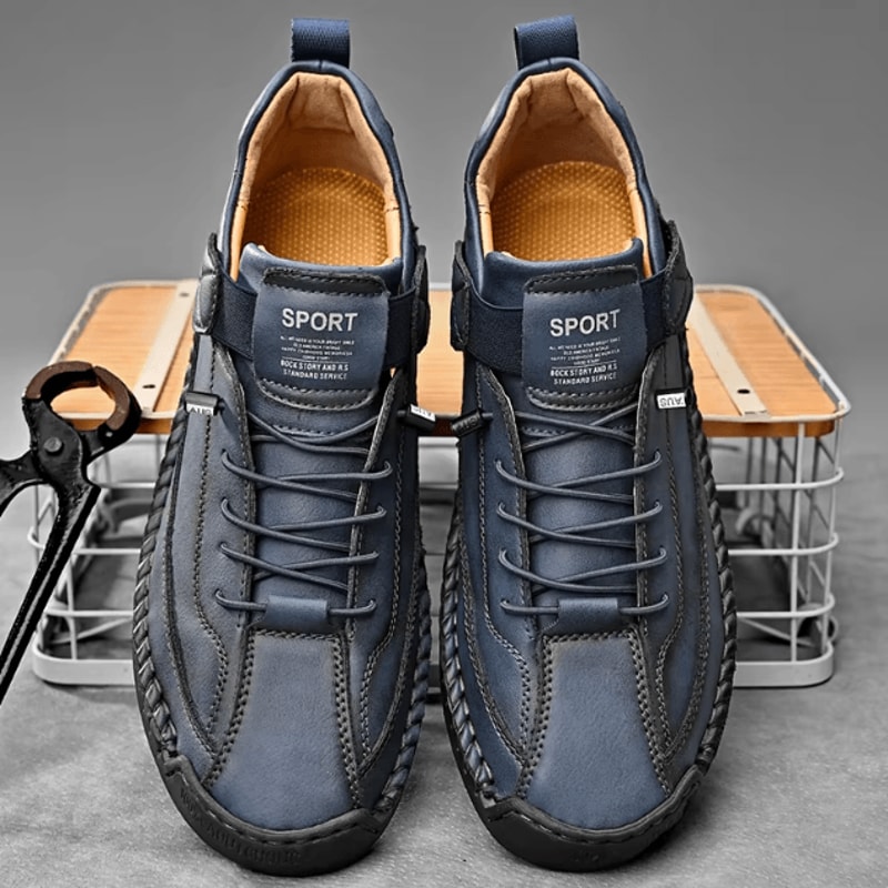 Mens Genuine Leather Handmade Casual Slip On Loafers Breathable Flats Plus Size 2