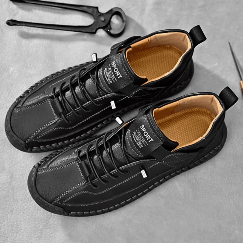 Mens Genuine Leather Handmade Casual Slip On Loafers Breathable Flats Plus Size 3