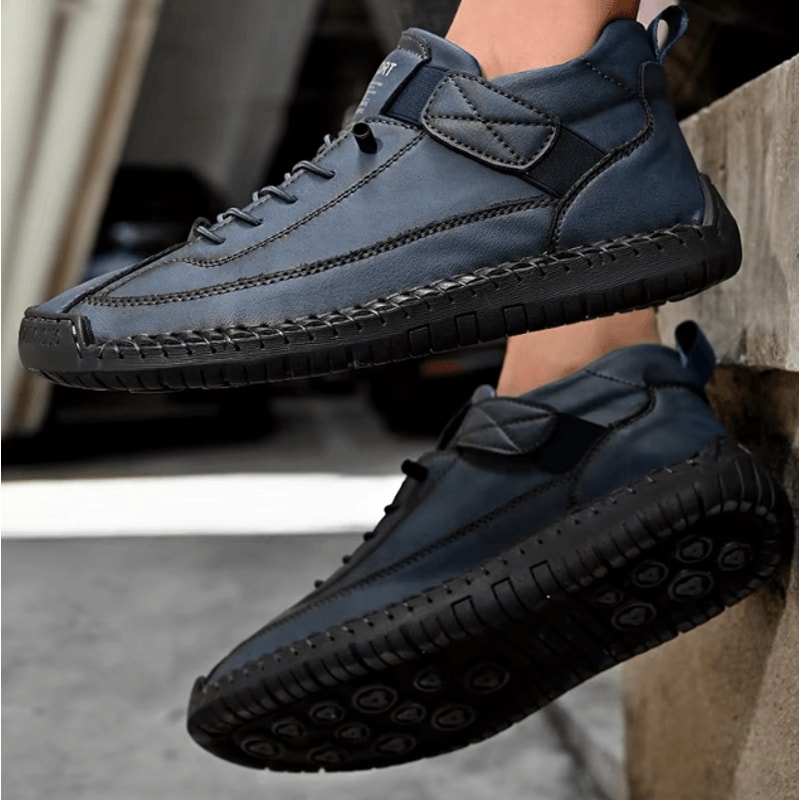 Mens Genuine Leather Handmade Casual Slip On Loafers Breathable Flats Plus Size 4