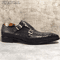 Luxury Mens Genuine Leather Loafers Formal Casual Double Monk Shoes 2