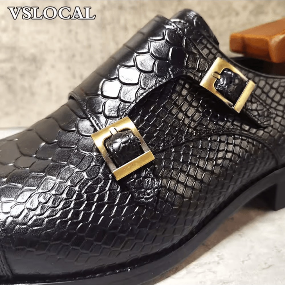 Luxury Mens Genuine Leather Loafers Formal Casual Double Monk Shoes 5