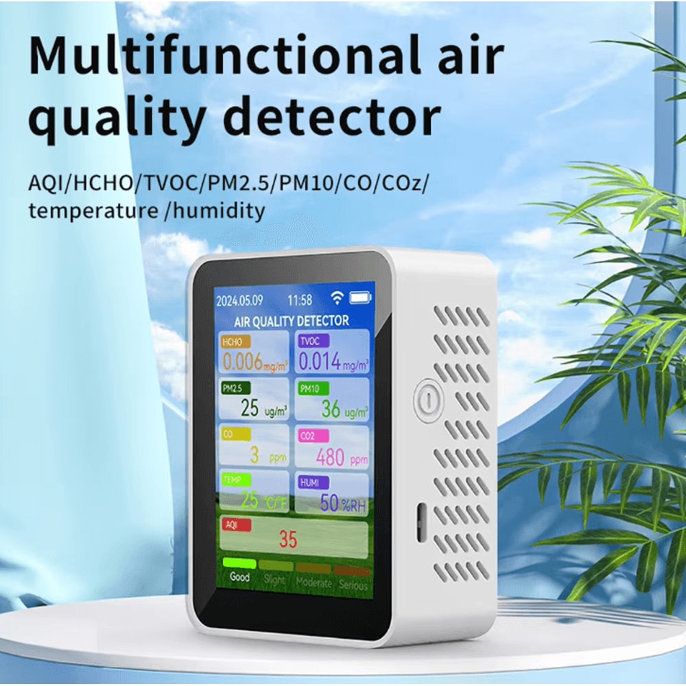 Tuya WiFi Air Quality Monitor Indoor PM25 CO2 HCHO TVOC CO Tester Portable 0
