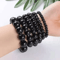 Black Obsidian Healing Bracelet Round Bead Stretch Wristband Healthy Weight Loss Bangle Stress Reli 2