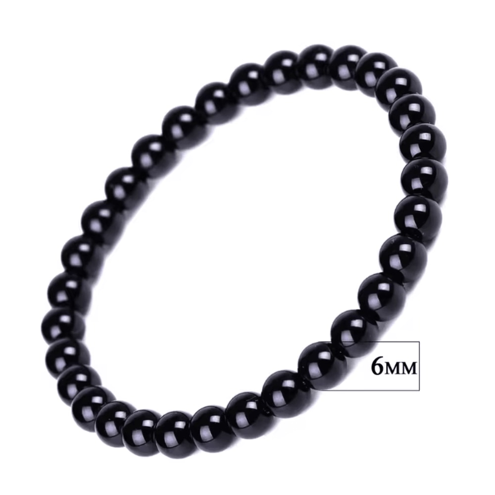 Black Obsidian Healing Bracelet Round Bead Stretch Wristband Healthy Weight Loss Bangle Stress Reli 4