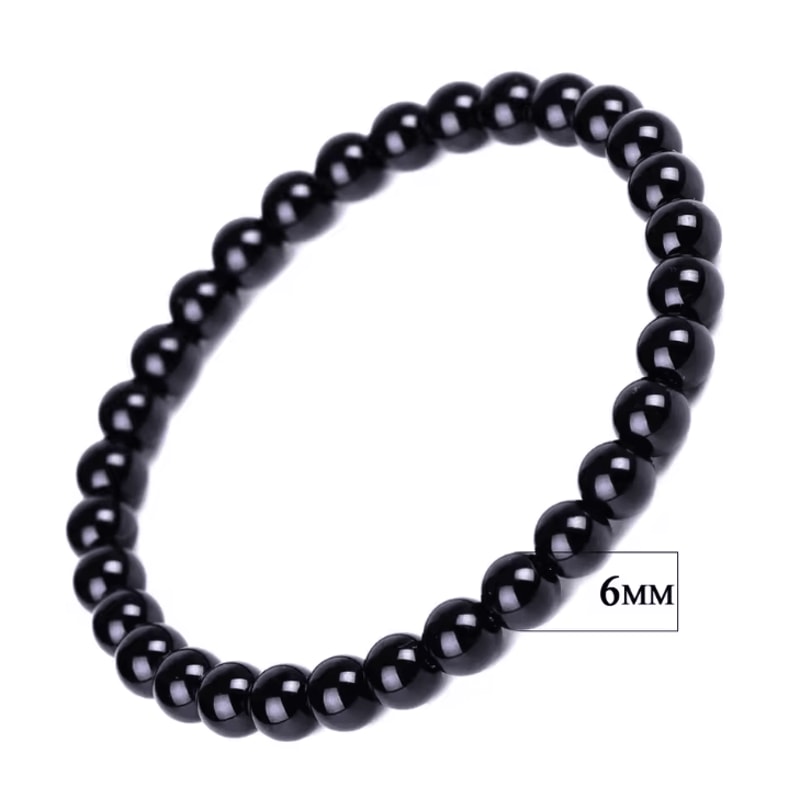 Black Obsidian Healing Bracelet Round Bead Stretch Wristband Healthy Weight Loss Bangle Stress Reli 4