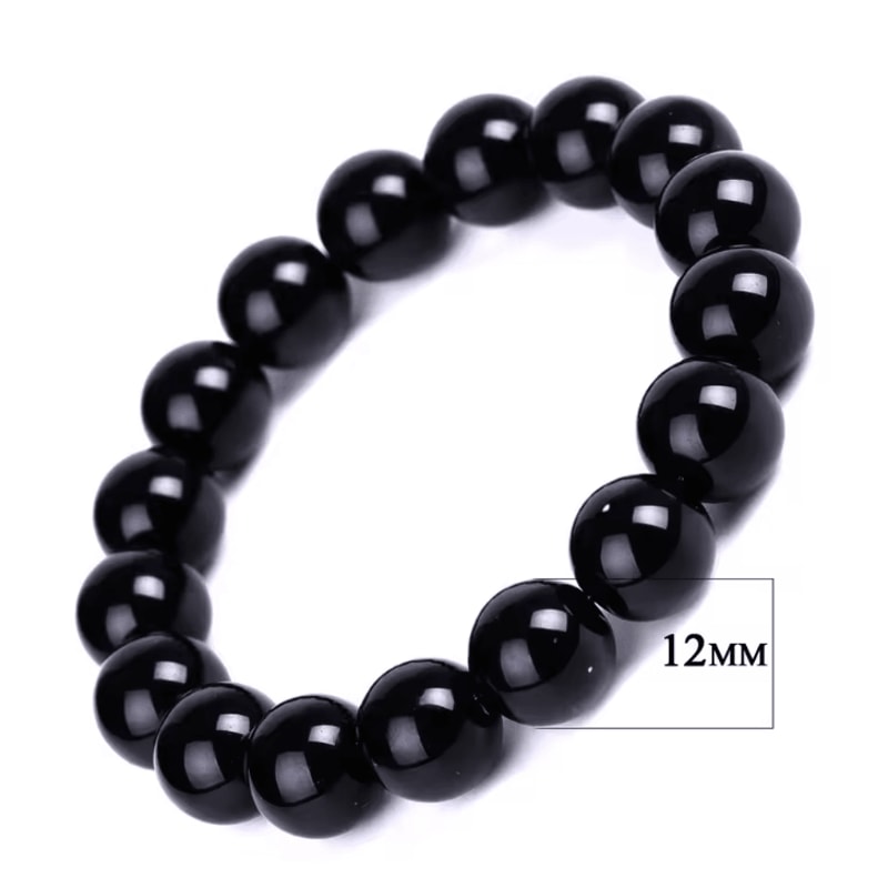 Black Obsidian Healing Bracelet Round Bead Stretch Wristband Healthy Weight Loss Bangle Stress Reli 7