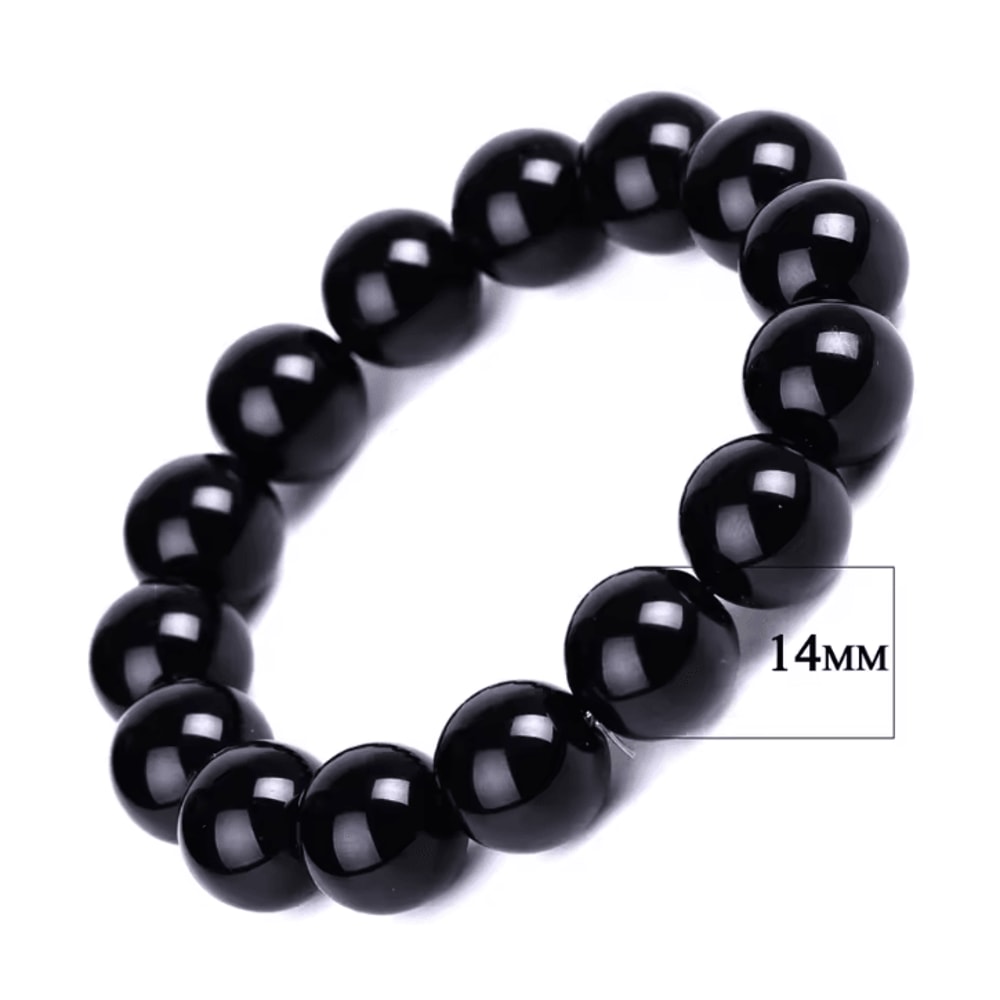 Black Obsidian Healing Bracelet Round Bead Stretch Wristband Healthy Weight Loss Bangle Stress Reli 8