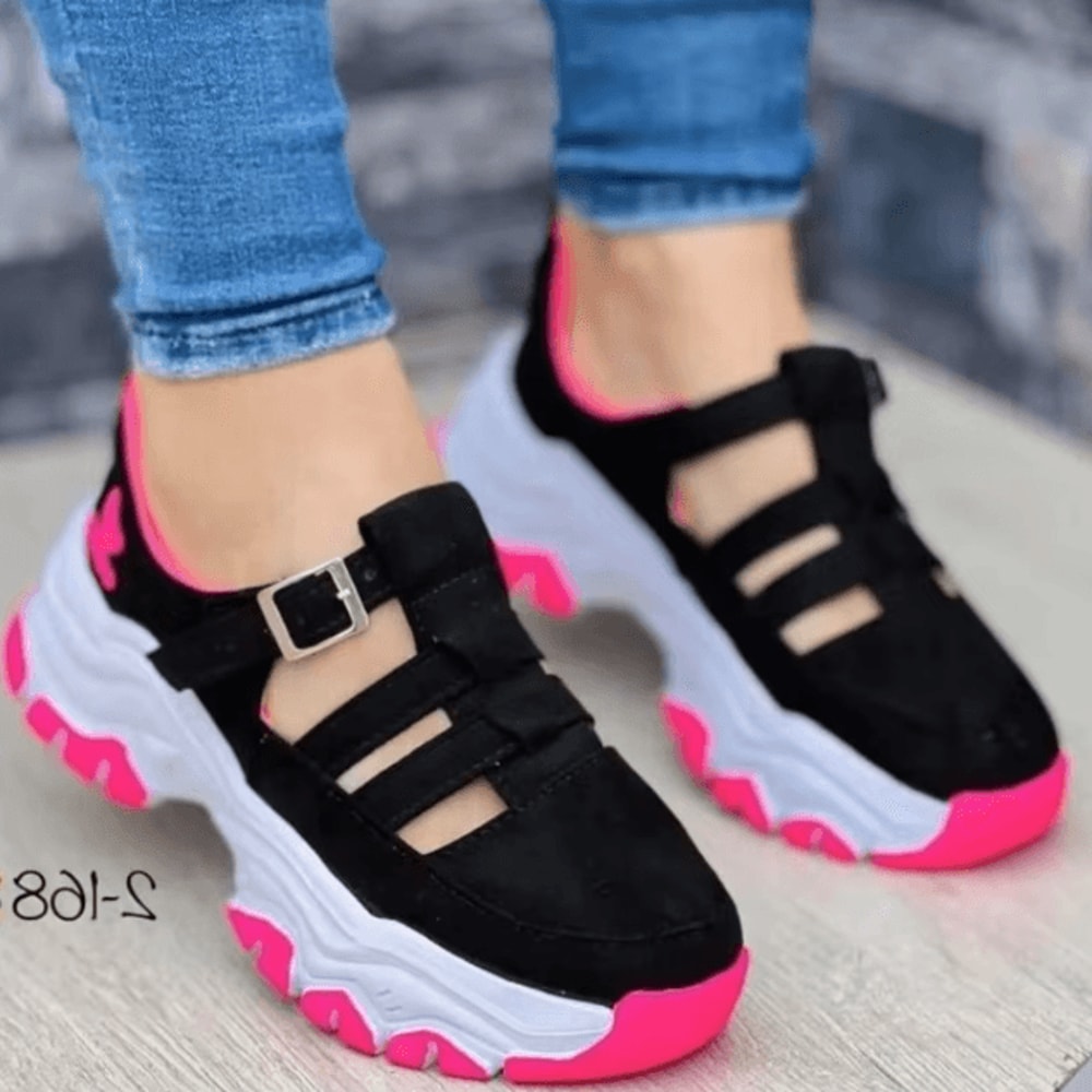 Womens Casual Buckle Strap Sandals Breathable Open Toe Flat Thick Sole Summer Shoes 1
