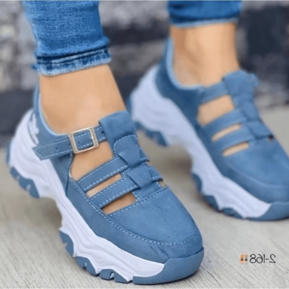 Womens Casual Buckle Strap Sandals Breathable Open Toe Flat Thick Sole Summer Shoes 2