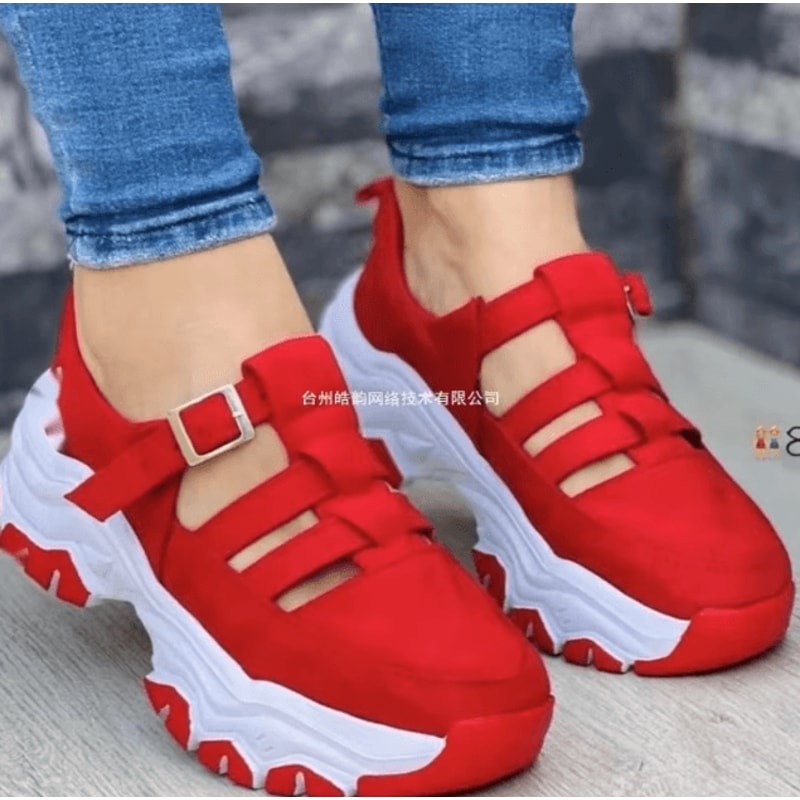 Womens Casual Buckle Strap Sandals Breathable Open Toe Flat Thick Sole Summer Shoes 3